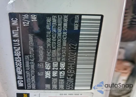 2017 Mercedes-Benz C 300 from USA, damaged, VIN 55SWF4JB9HU202122